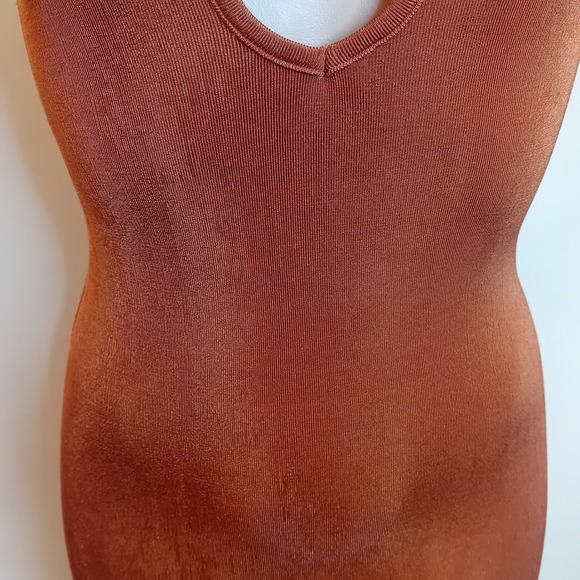 Urban Outfitters Rust Orange‎ Ribbed Mini Dress Bodycon Keyhole Short Sleeve XS - Picture 10 of 16
